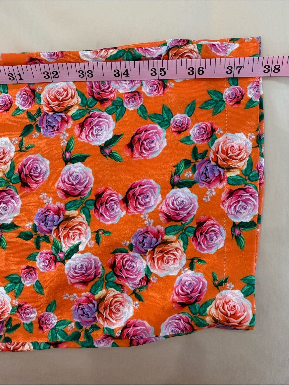 RARE Washable Silk Floral Pajama Set Orange Pink Purple Roses Cottagecore luxury - Picture 7 of 9